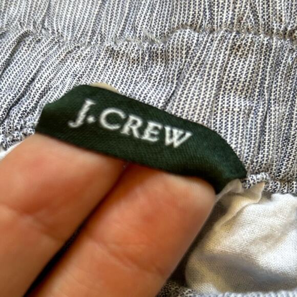 J. Crew finely pinstriped blue white coastal mini skirt sz 00 cotton linen blend - Picture 4 of 7